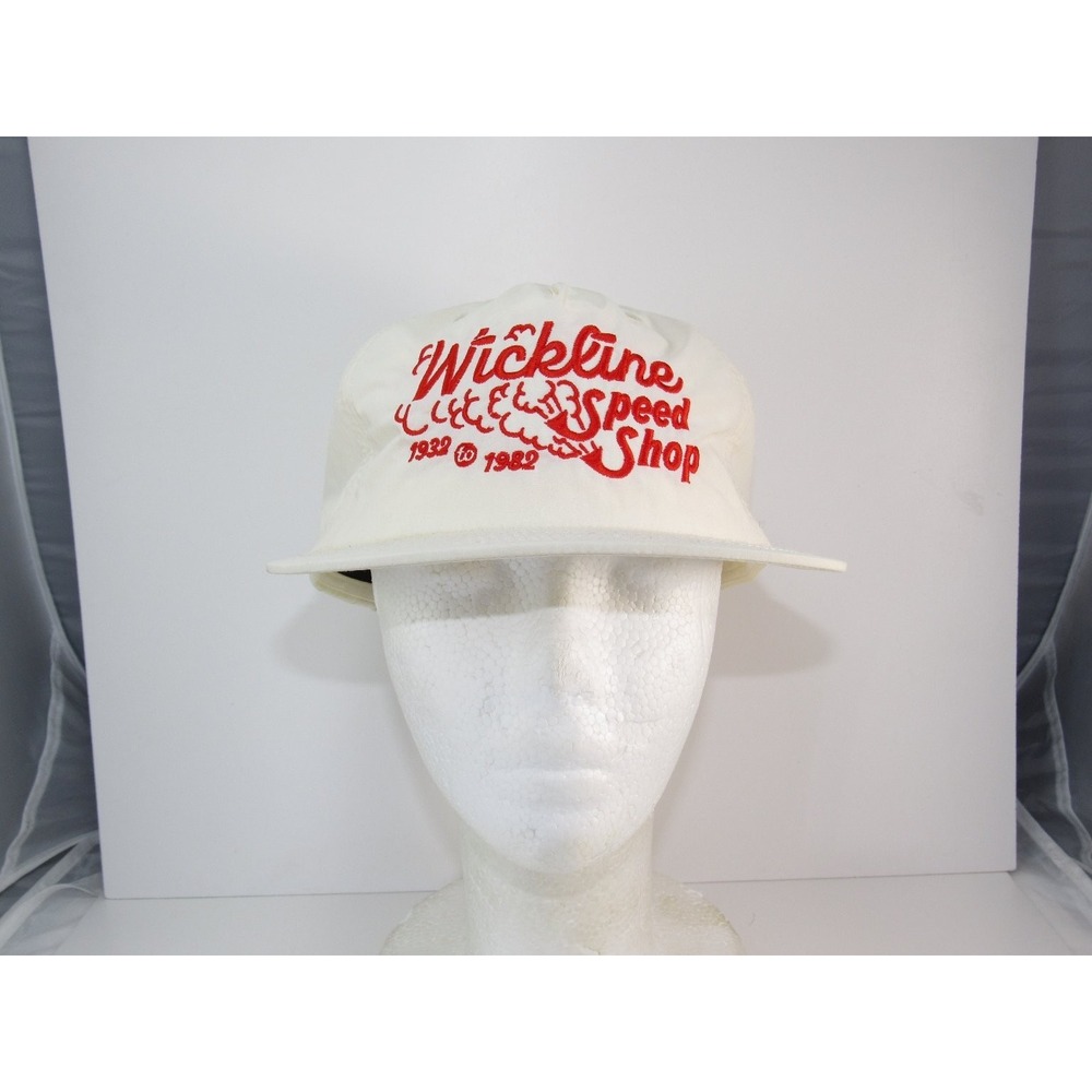 Crewel & Unusual Wickline Speed Shop Hat Men's‎ Adjustable White Red Embroidered